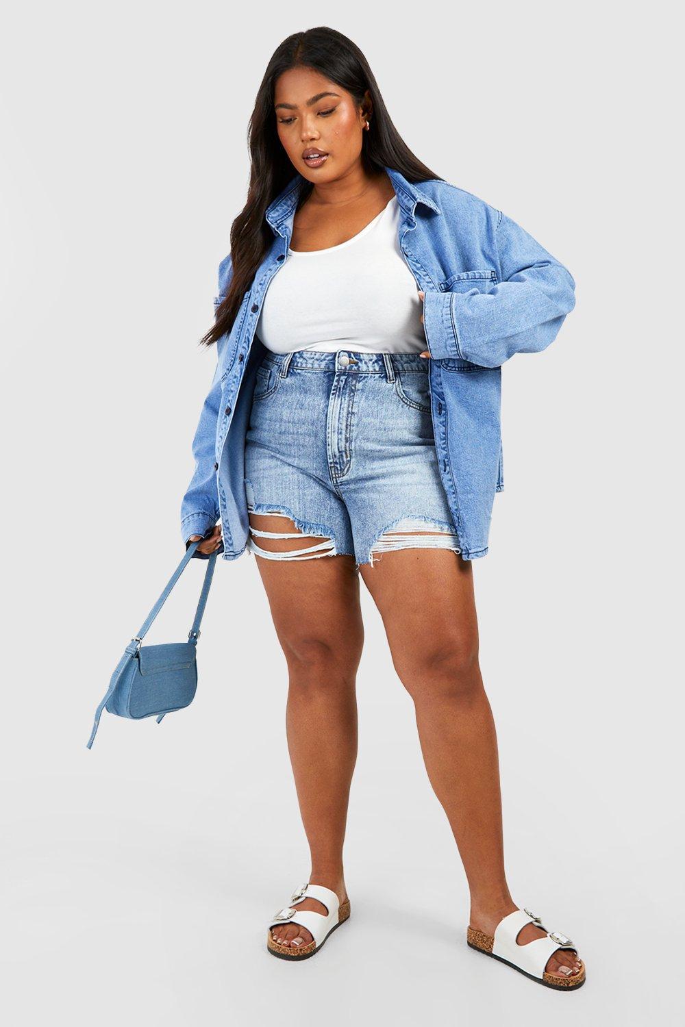 Plus size acid wash 2024 shorts